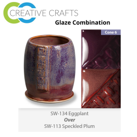 Eggplant SW-134 over Speckled Plum SW-113 Stoneware Combination